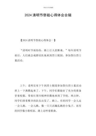 2024清明节祭祖心得体会合辑