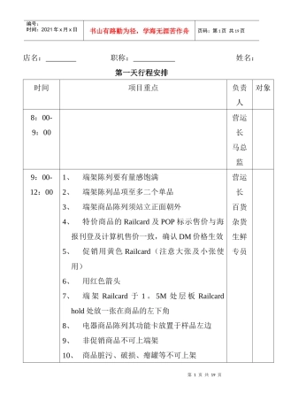 某商场营运部门第门店巡检行程安排（DOC 7）
