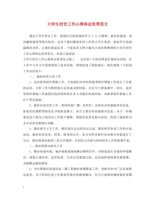 大学生村官工作心得体会优秀范文 