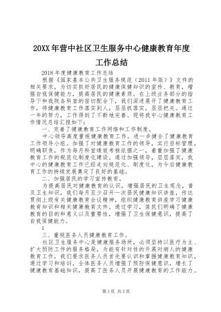 20XX年营中社区卫生服务中心健康教育年度工作总结 (5)