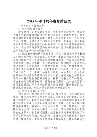 20XX年审计局年度总结范文