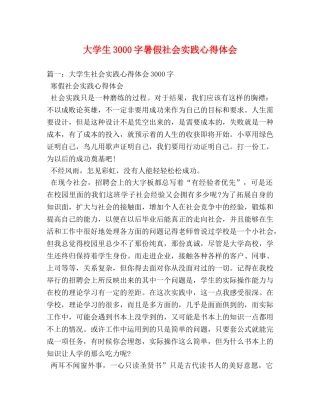 大学生3000字暑假社会实践心得体会 