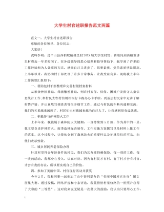 大学生村官述职报告范文两篇 