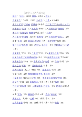 初中必背古诗词