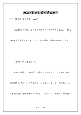 2024《目送》读后感800字