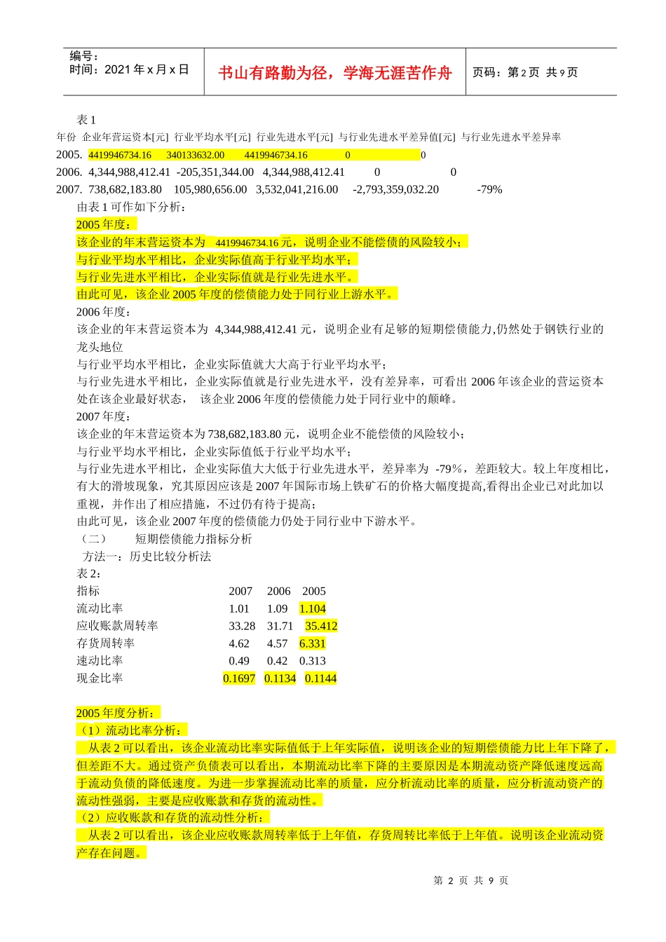 财务报表分析之偿债能力分析(doc 9页)_第2页