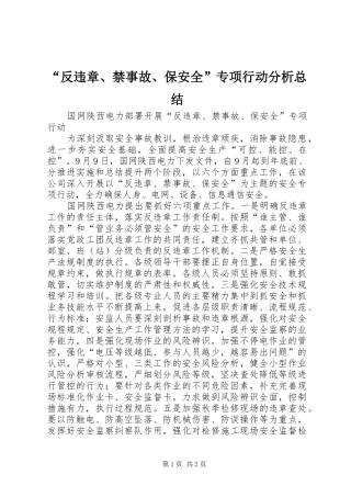“反违章、禁事故、保安全”专项行动分析总结 