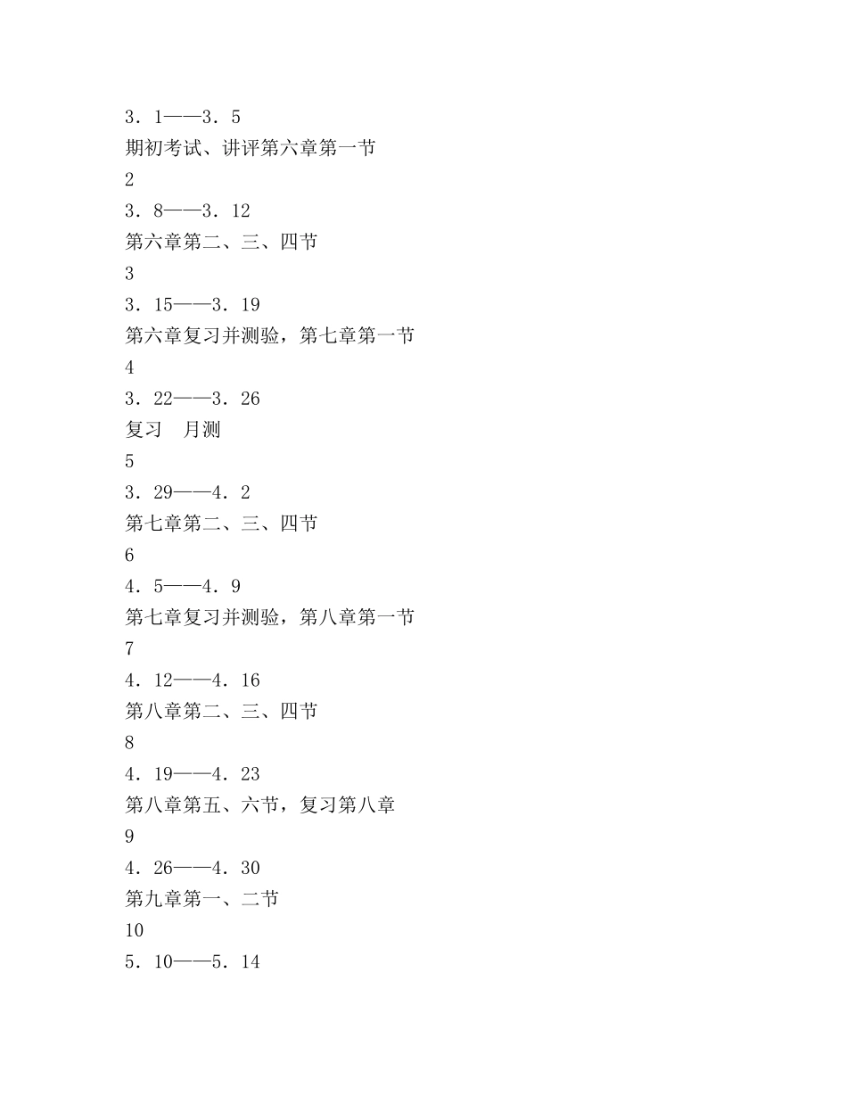 初二物理下学期物理教学参考计划 _第3页