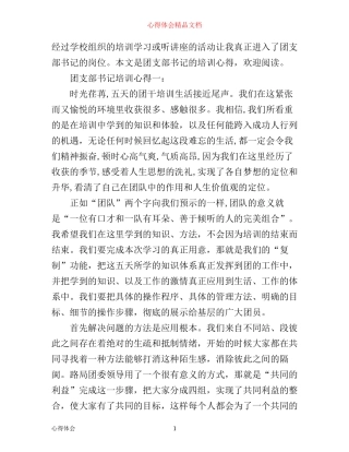 团支部书记培训心得3篇