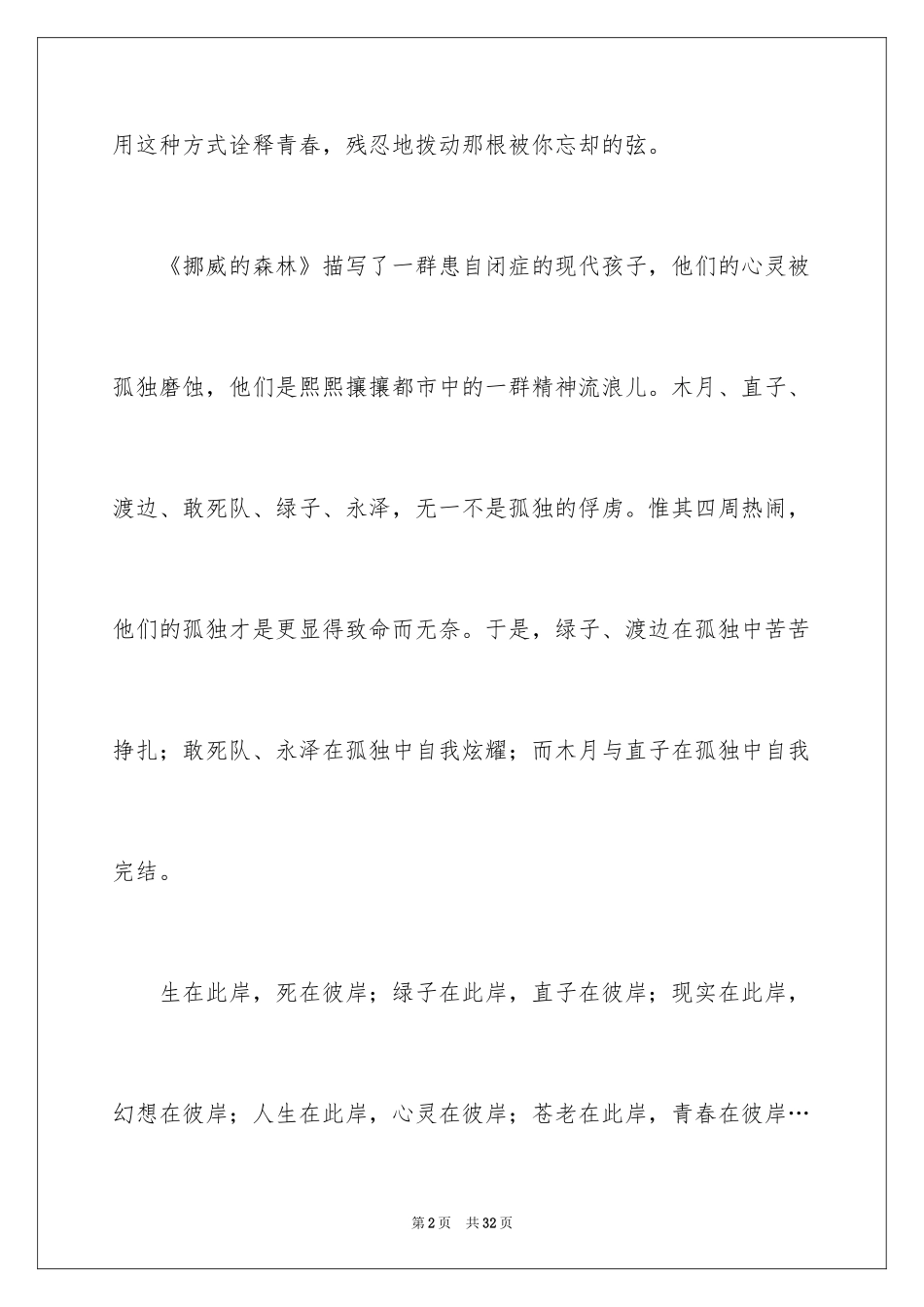 2024《挪威的森林》读后感_第2页