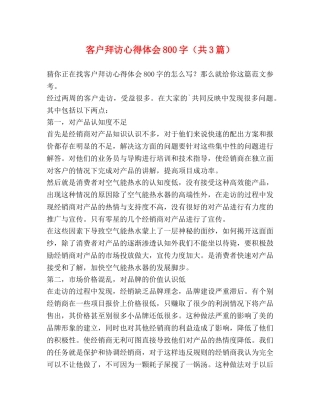 客户拜访心得体会800字（共3篇） 