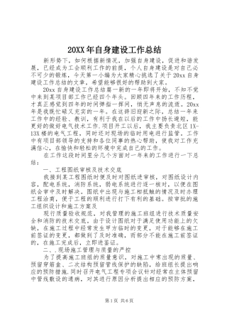 20XX年自身建设工作总结