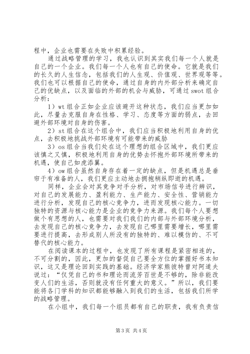 《战略管理》学习体会心得_第3页