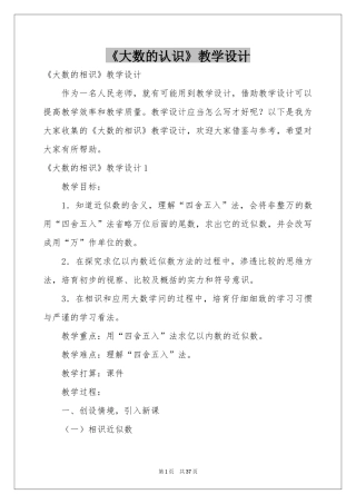 《大数的认识》教学设计3