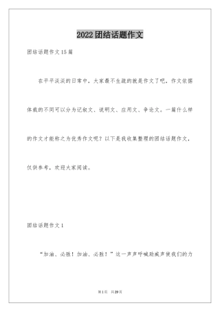 2024团结话题作文_6