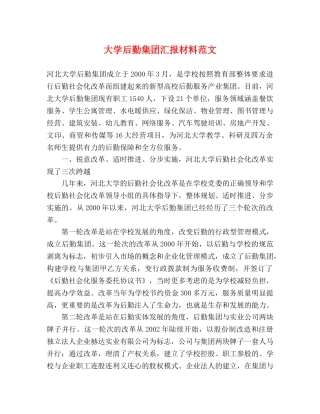大学后勤集团汇报材料范文 