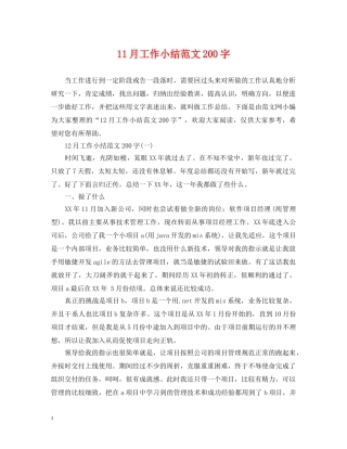 11月工作小结范文200字