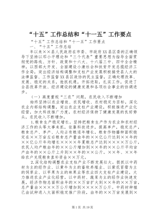 “十五”工作总结和“十一五”工作要点 