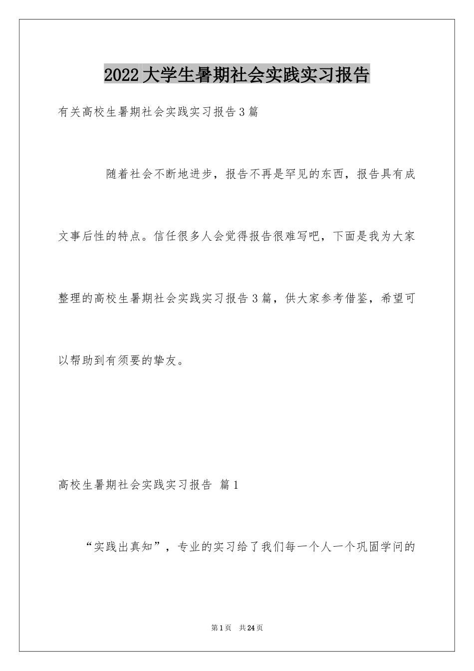 2024大学生暑期社会实践实习报告_8_第1页