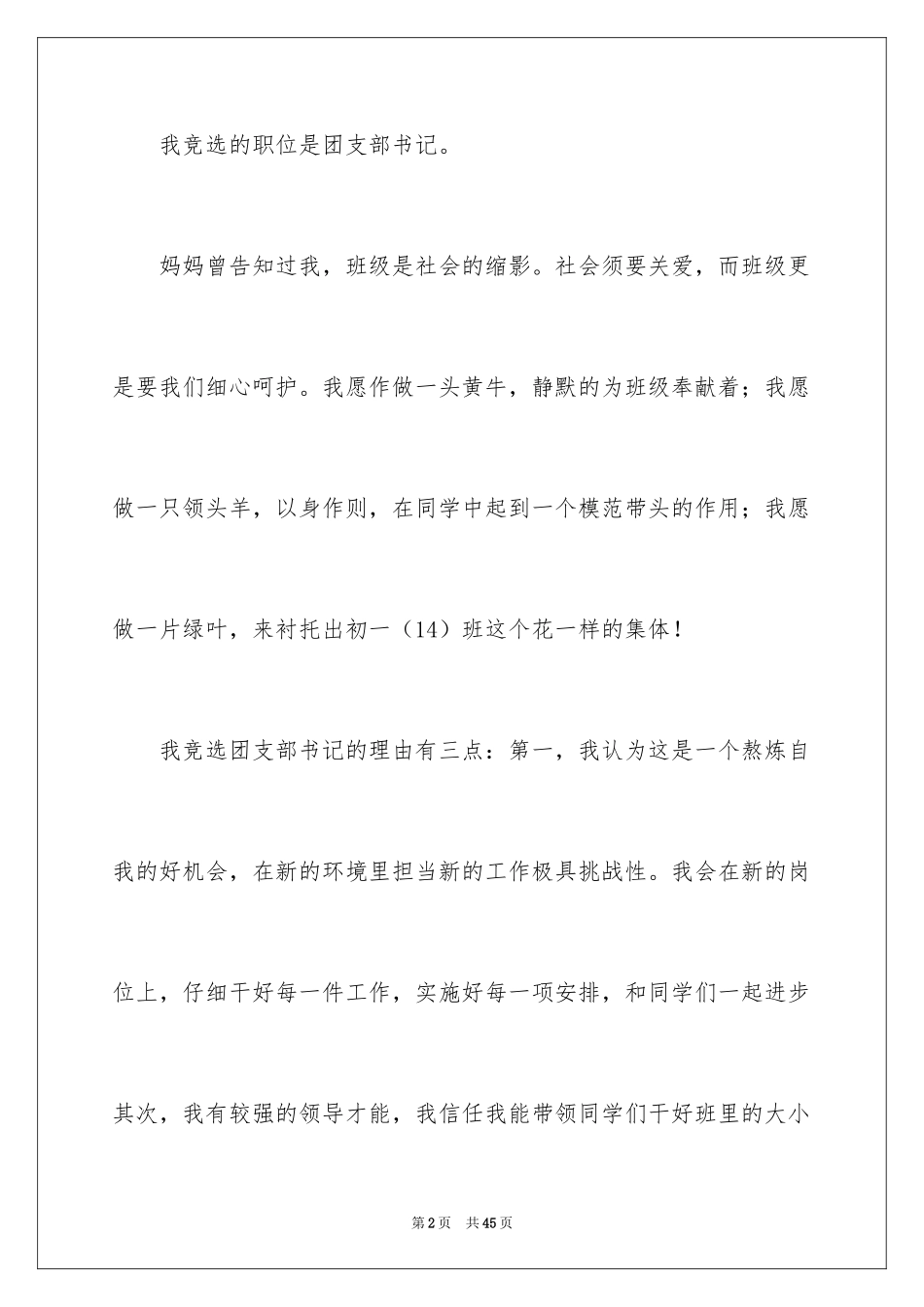 2024团支部书记竞选演讲稿_第2页