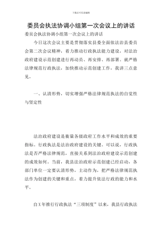 委员会执法协调小组第一次会议上的讲话