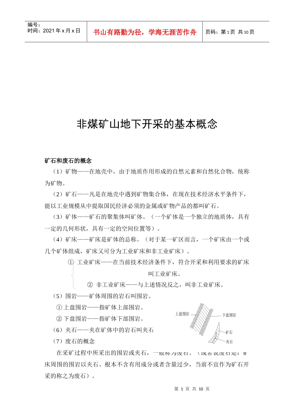 非煤矿山地下开采的基本概念_第1页