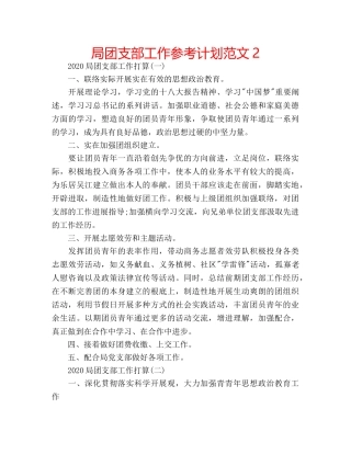 局团支部工作参考计划范文2 