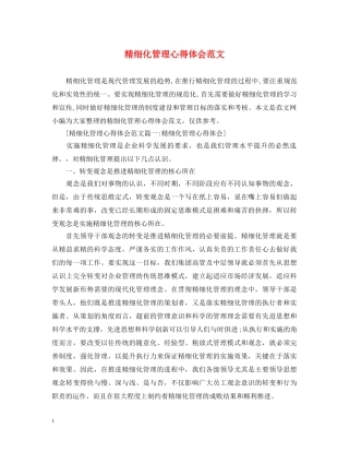 精细化管理心得体会范文 