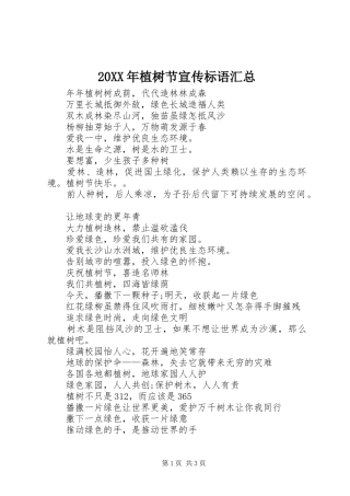 20XX年植树节宣传标语汇总