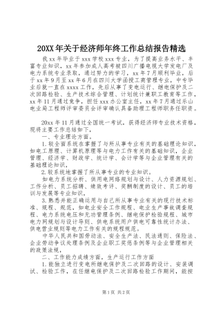 20XX年关于经济师年终工作总结报告精选