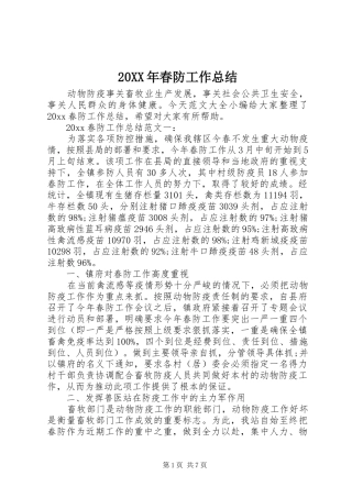 20XX年春防工作总结