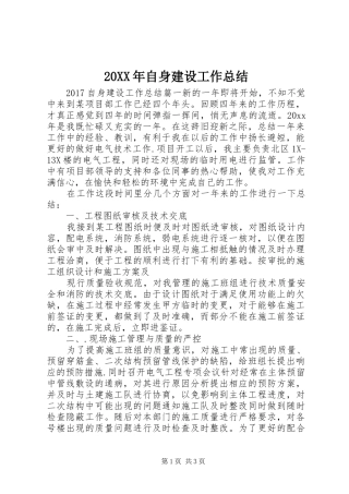 20XX年自身建设工作总结 