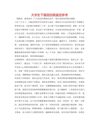 大学生下基层自我鉴定参考 