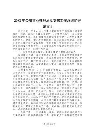 20XX年公用事业管理局党支部工作总结优秀范文1