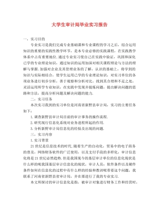大学生审计局毕业实习报告 