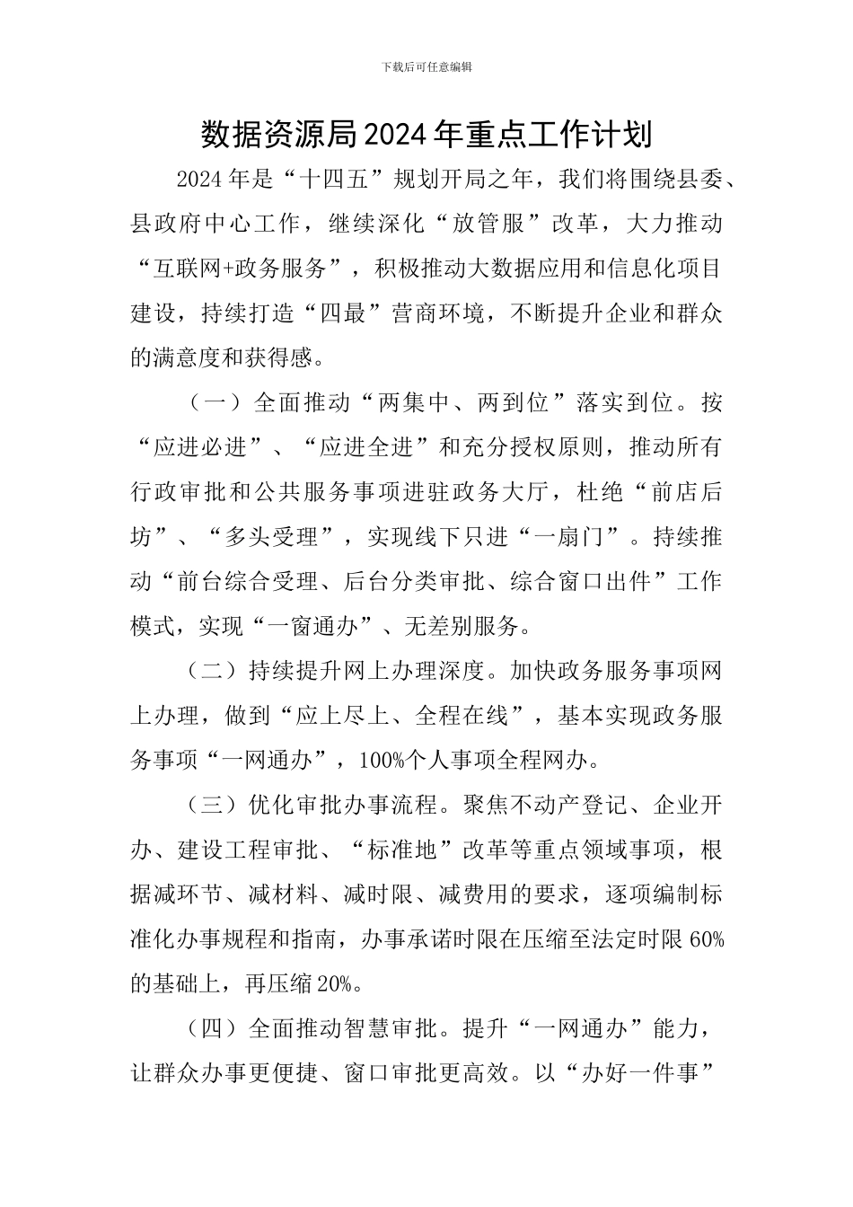 数据资源局2024年重点工作计划_第1页