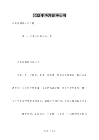 2024中考冲刺决心书