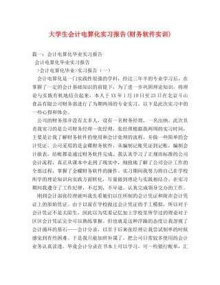 大学生会计电算化实习报告(财务软件实训) (000001)
