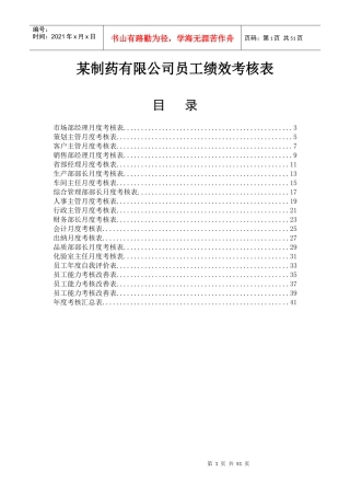 公司员工月度考核表