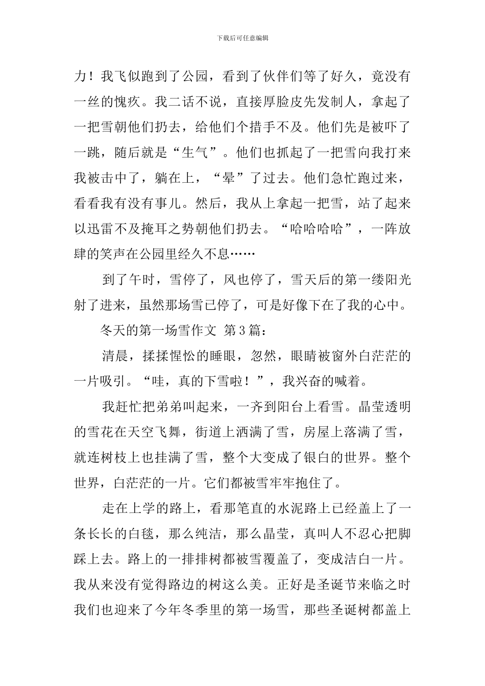 冬天的第一场雪作文_第3页
