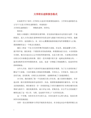 大学班长述职报告格式 