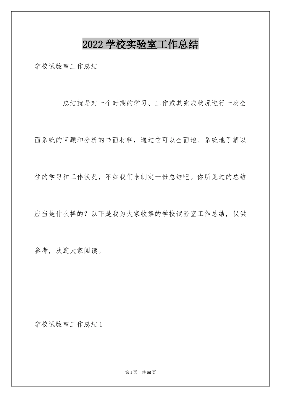 2024学校实验室工作总结_第1页