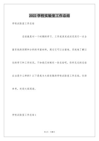 2024学校实验室工作总结