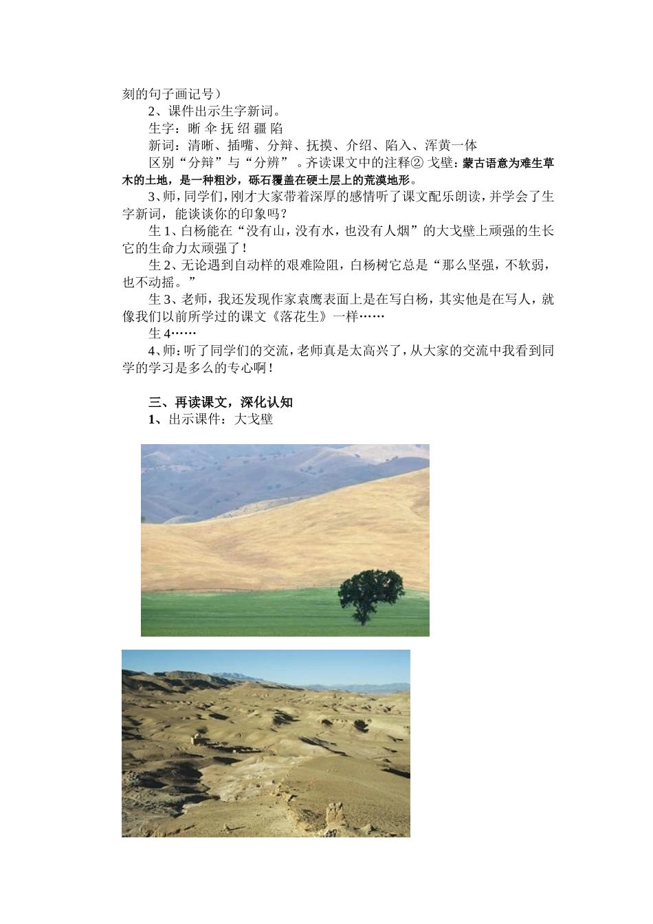 语文五年级下册白杨教学设计_第2页