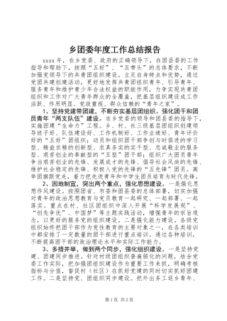乡团委年度工作总结报告