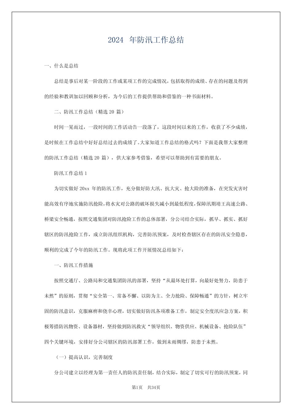 2024年防汛工作总结 _第1页