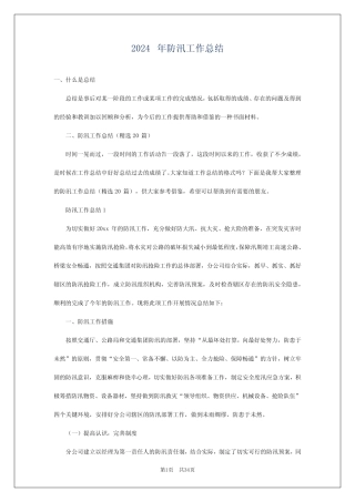 2024年防汛工作总结 