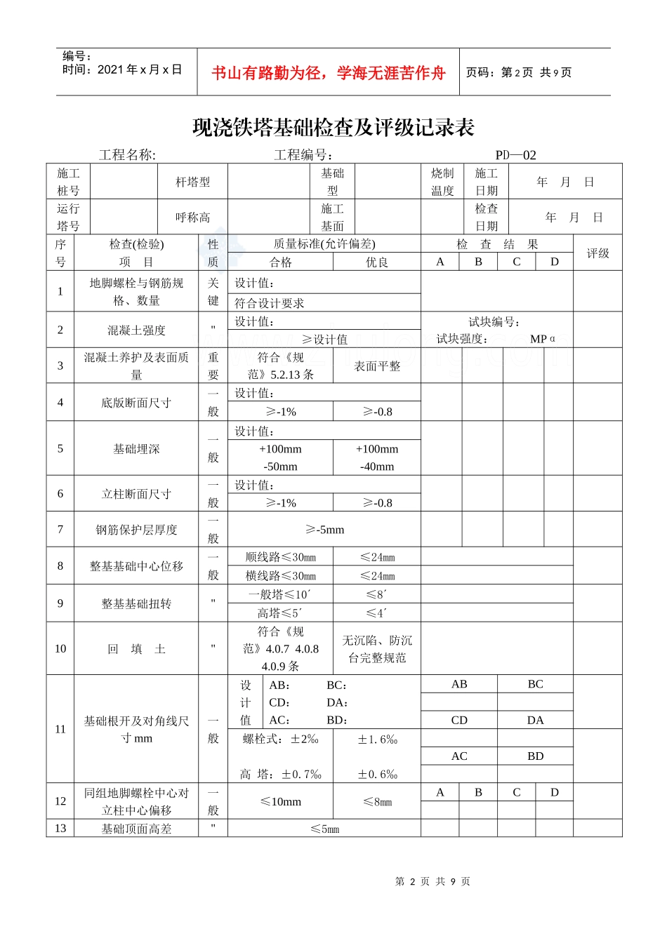 电力安装工程施工表格_secret_第2页
