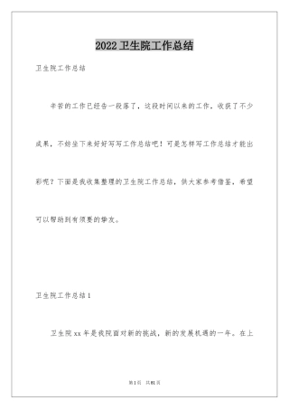 2024卫生院工作总结_1