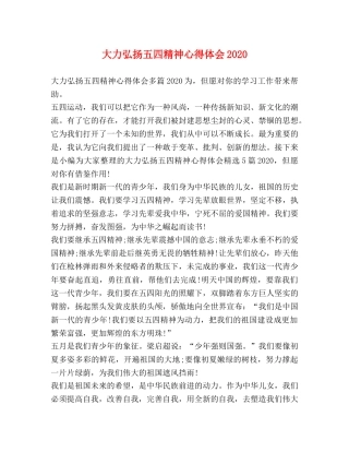 大力弘扬五四精神心得体会2020 